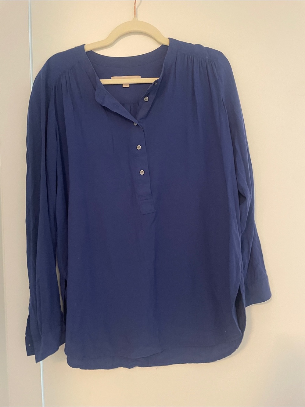 LOFT Royal Blue Button-Front Tunic Blouse
